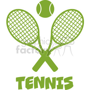 300x300 Green Crossed Racket And Tennis Ball Vector Illustration Isolated