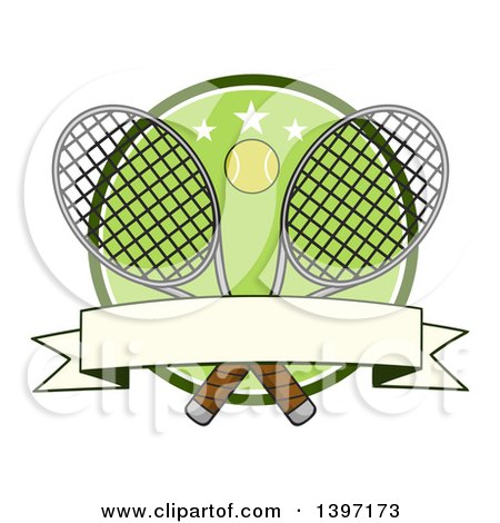 450x470 Clipart Of A Ball Over Crossed Tennis Rackets And A Green Circle