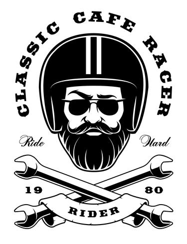 375x490 Biker With Beard And Crossed Wrenches