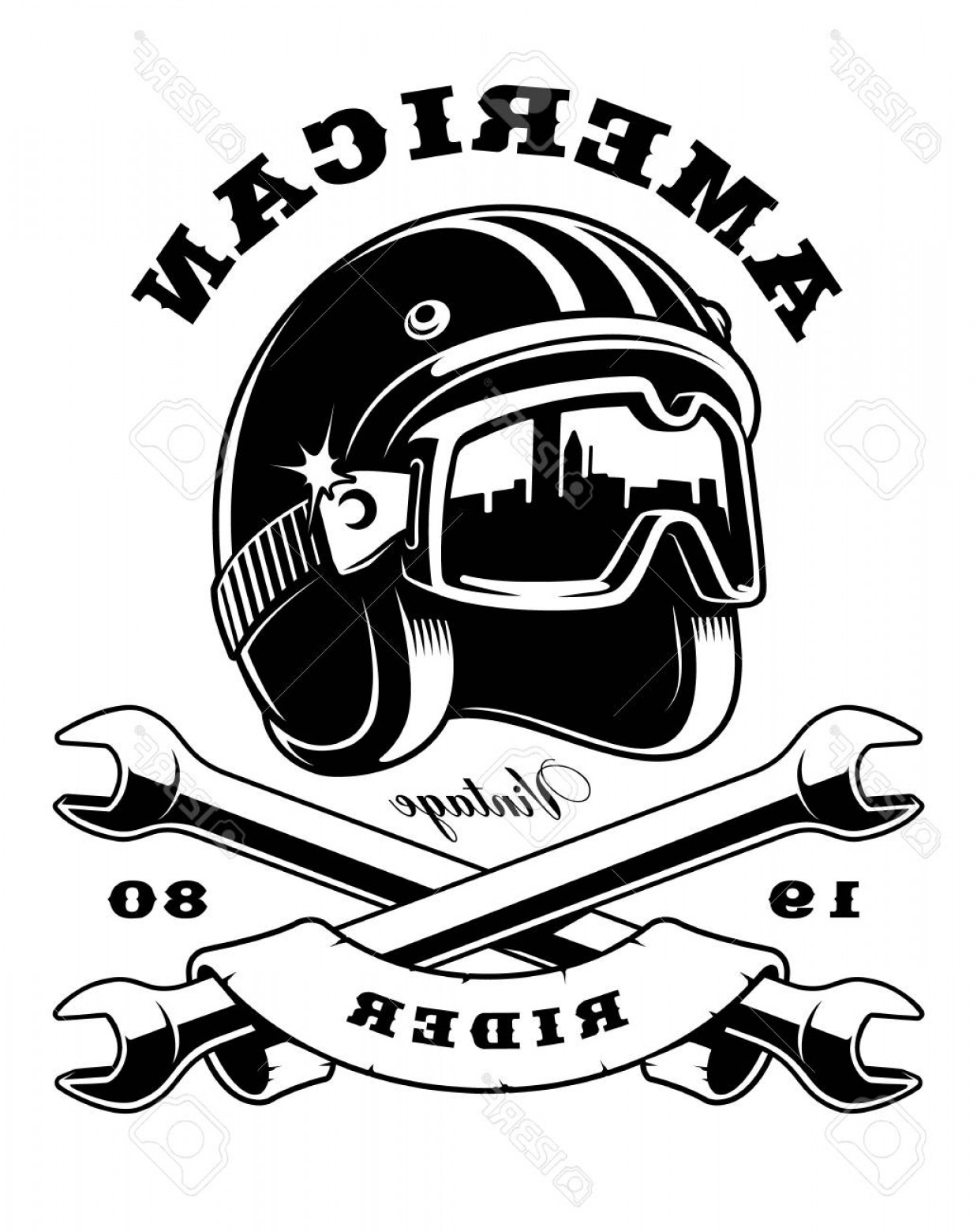 1238x1560 Photostock Vector Illustration Of Biker Helmet With Crossed