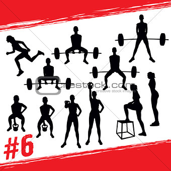 340x340 Image Vector Silhouettes Of People Doing Fitness