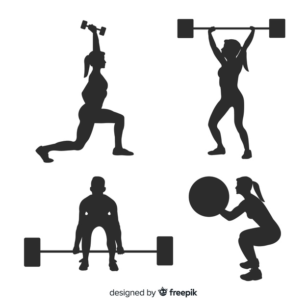 626x626 Black Crossfit Training Silhouette Collection Vector Free Download
