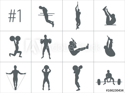 500x375 Vector Silhouettes Of People Doing Fitness And Crossfit Workouts
