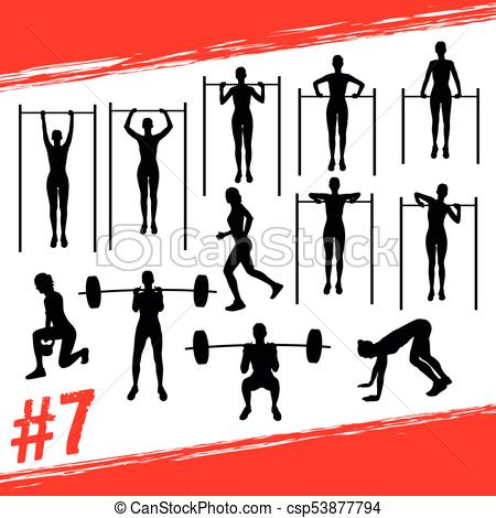 450x470 Crossfit Concept Vector Silhouettes Of People Doing Fitness