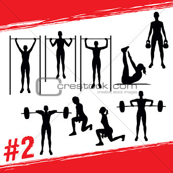 340x340 Image Vector Silhouettes Of People Doing Fitness