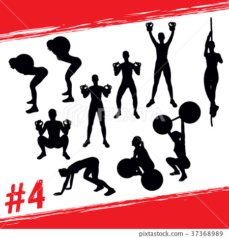 450x468 Vector Silhouettes Fitness And Crossfit Workouts