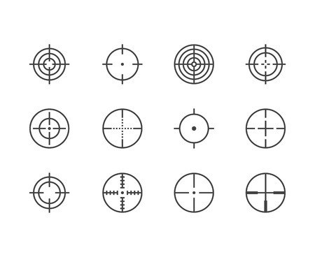 450x368 Scope Flat Line Icons Set Target, Weapon Aim, Sniper Crosshair