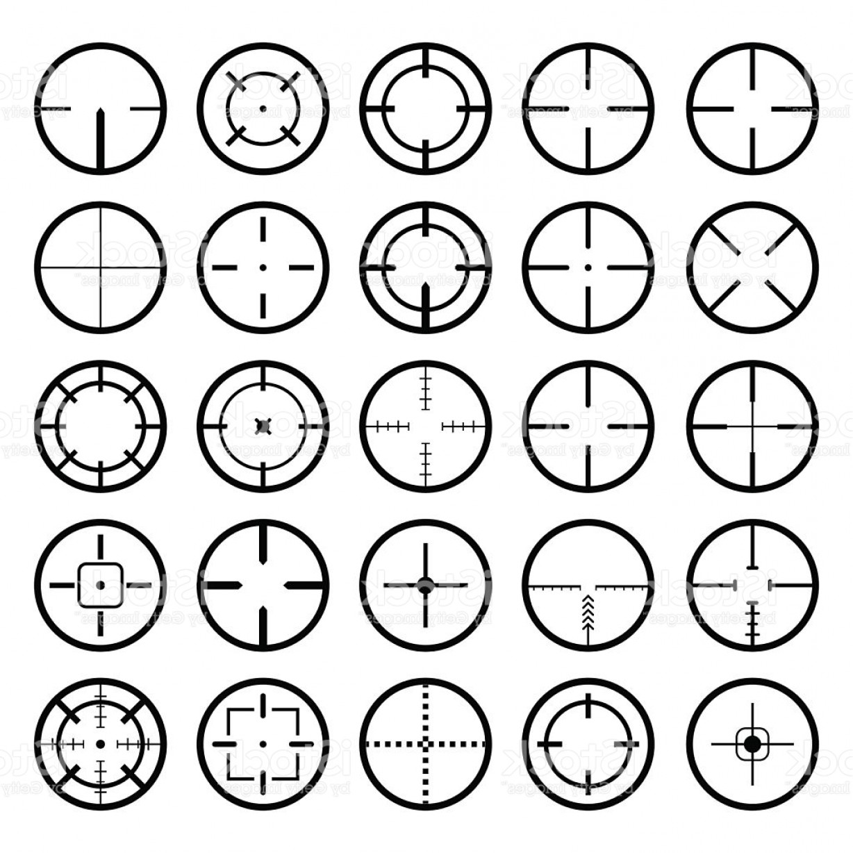 1228x1228 Set Of A Black Gun Scope Crosshair Vector Gm Soidergi