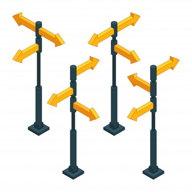 626x626 Road Signs Direction Arrows On Crossroads Vector Premium Download