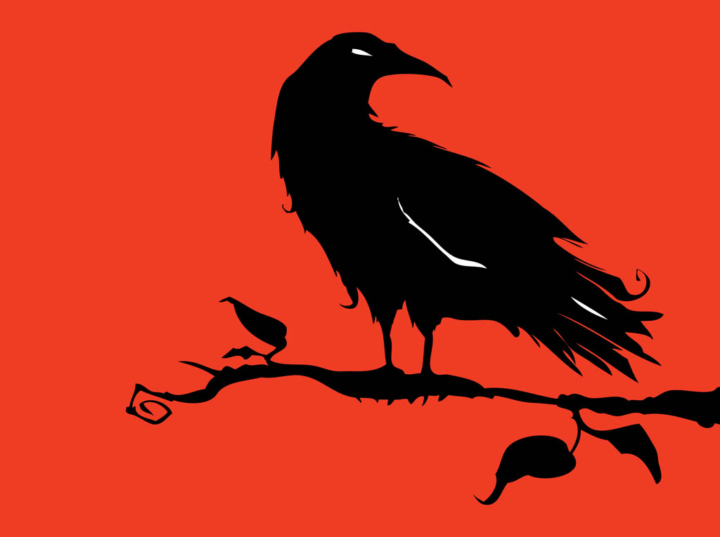 Crow On Tree Vector Art Graphics 1024x765 Crow On Tree Vector Art Graphics