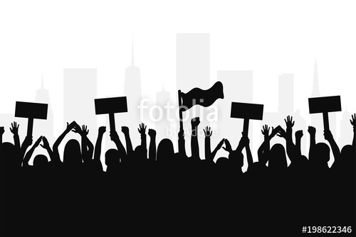 500x334 Crowd Of Protesters People Silhouettes Of People With Banners