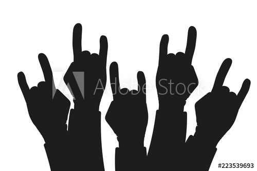 500x334 Party Crowd Raised Rock Hands Silhouettes