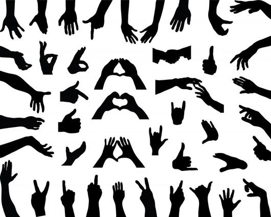 530x424 Silhouettes Hands Vector Wall Decal Sticker Set
