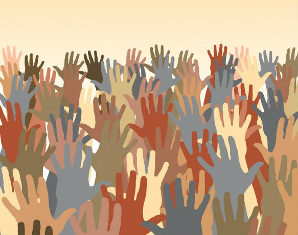 583x461 Crowd Hands Votes Movement