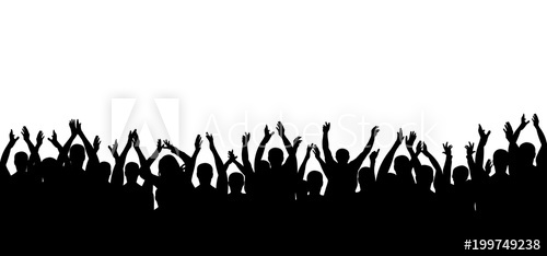 500x234 Applause Crowd People Silhouette Cheerful Crowd Cheering Hands