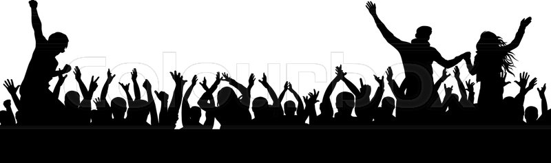 800x237 Cheerful Fans Party Crowd Cheering Stock Vector Colourbox