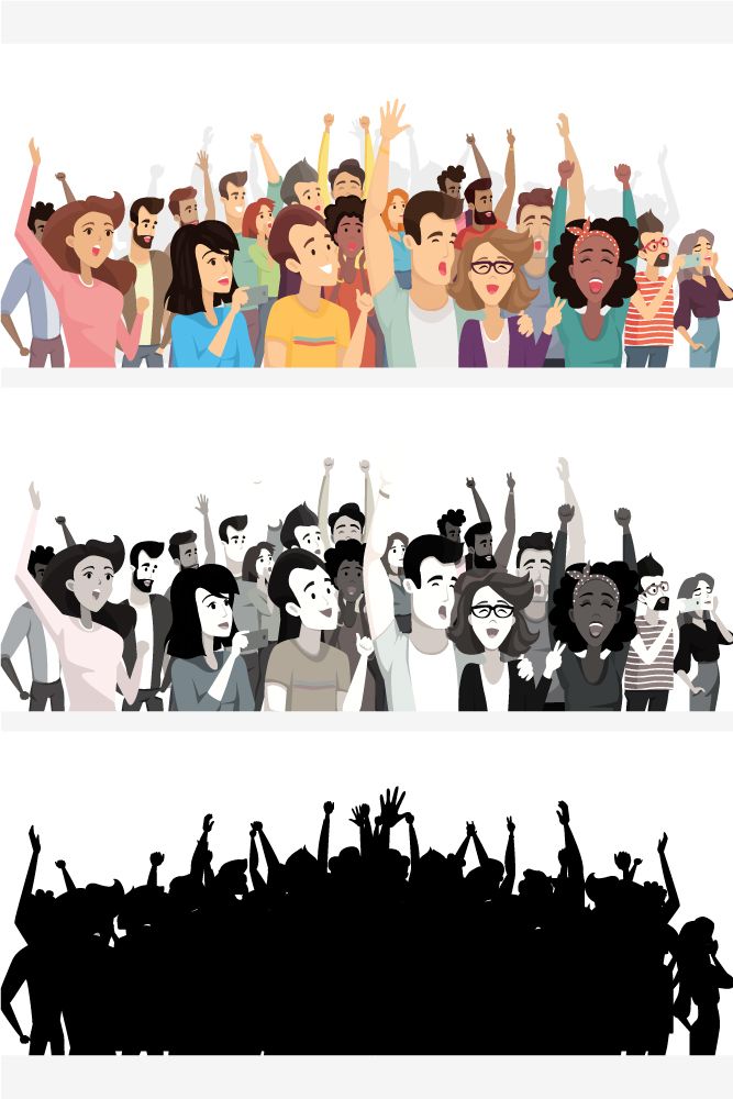 667x1000 Crowd Of Happy People Poster, Banner With Crowd Flat