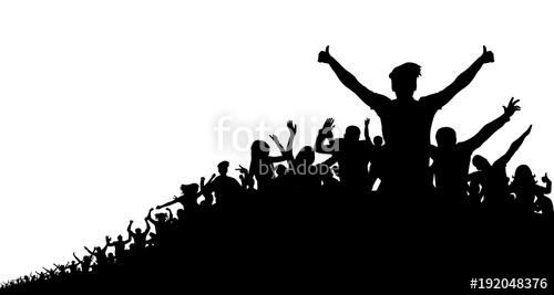 500x267 Crowd Of People, Vector Silhouette Background Stock Image