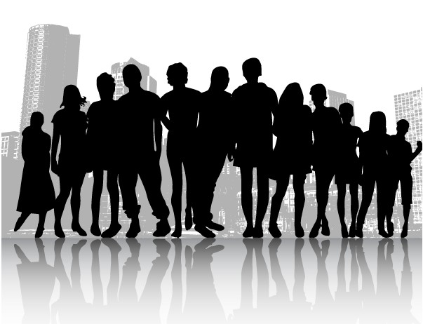 603x462 Free Crowd People In City Vector Set Free Download