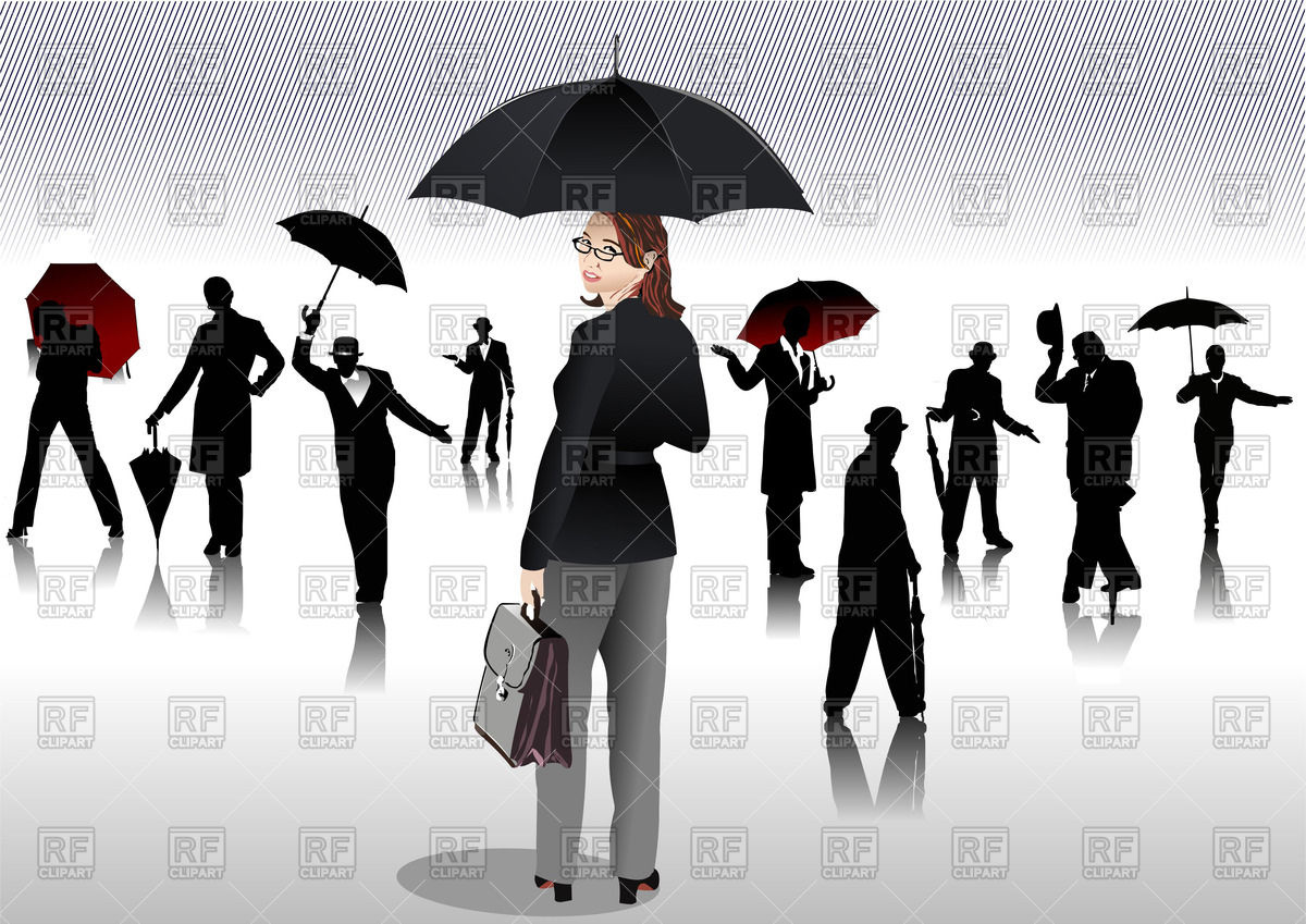 1200x849 Silhouettes Of Men And Women With Umbrellas