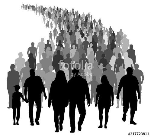 500x455 Big Crowd Of People Is Moving Silhouette Vector Stock Image
