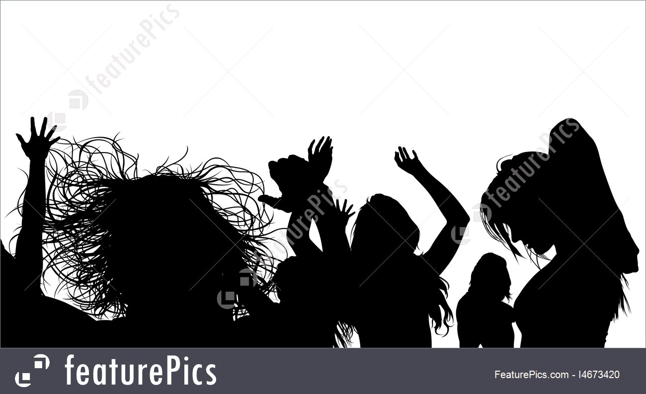 1300x793 Dancing Crowd Silhouette Illustration