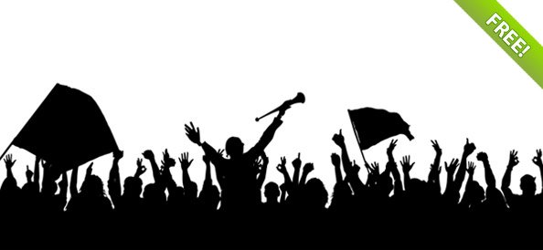 594x274 Free Happy Crowd Silhouettes Files, Vectors Graphics