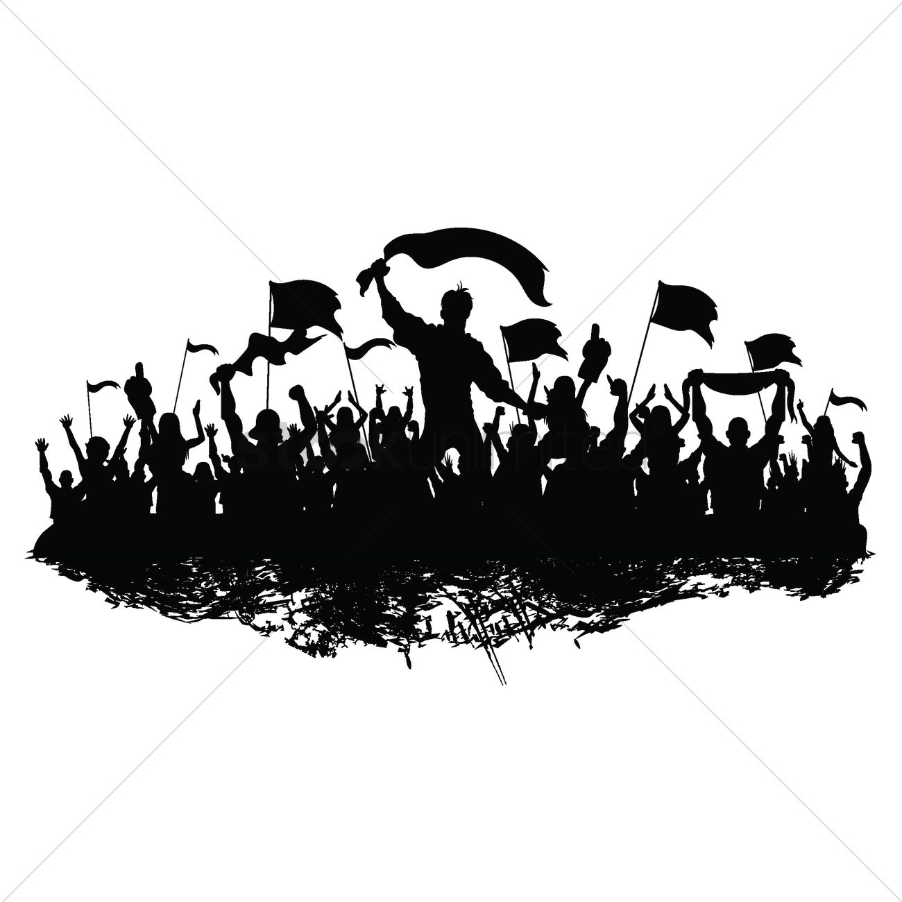 1300x1300 Silhouette Of Cheering Crowd Vector Image