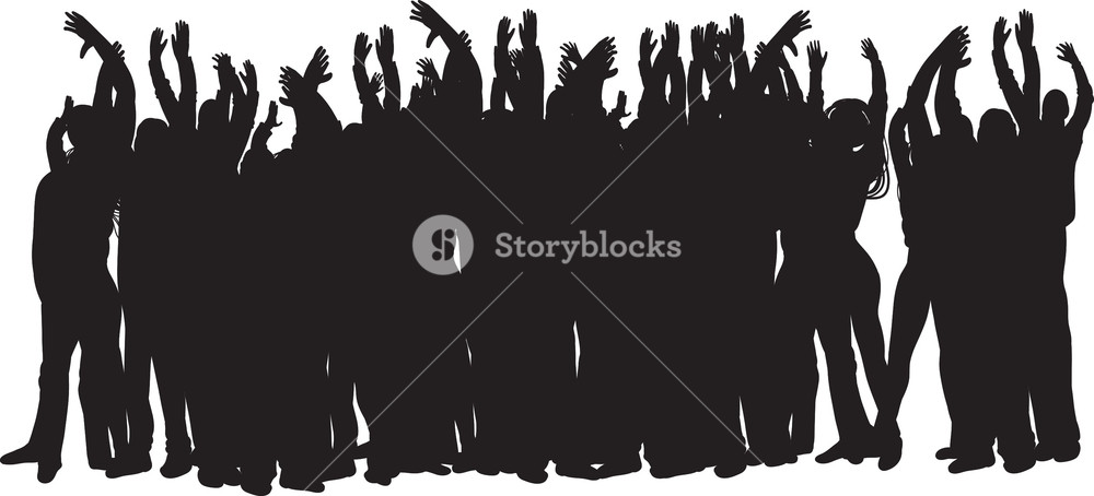 1000x454 Vector Crowd Silhouettes Royalty Free Stock Image