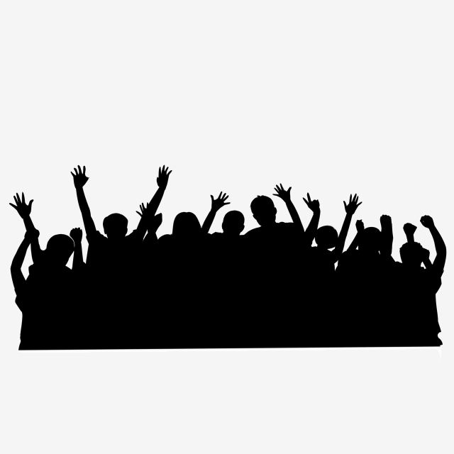 640x640 Cheering Crowd Silhouette Vector Material, Vector Material, Vector