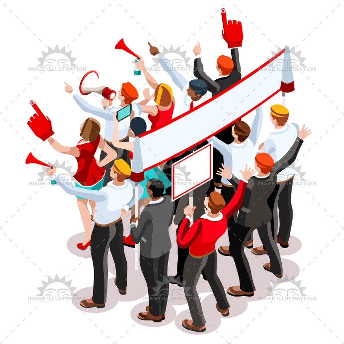 690x690 Election Infographic Theatre Crowd Vector Isometric People