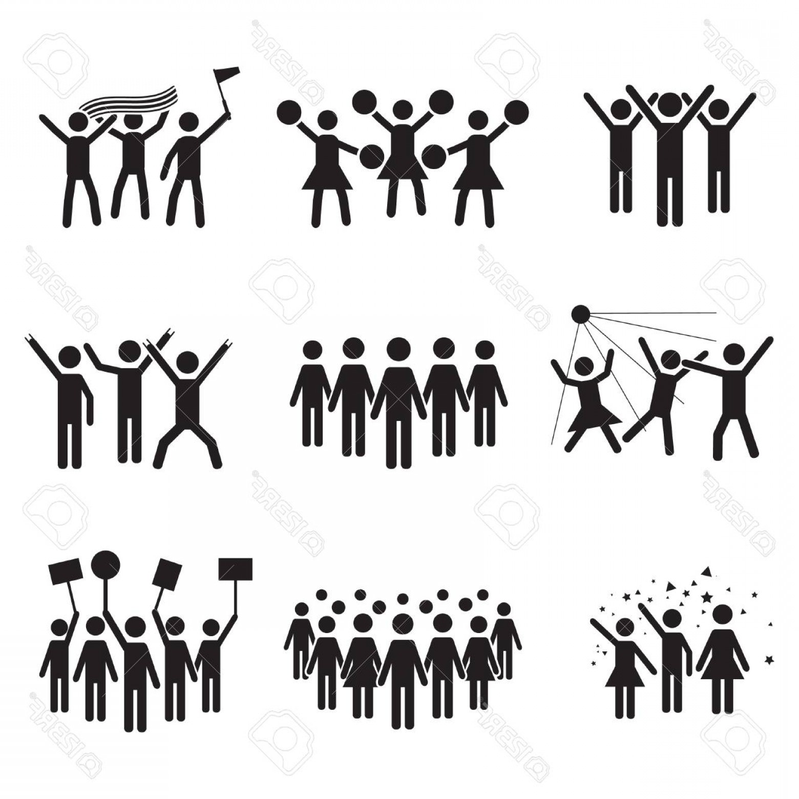 1560x1560 Photostock Vector Crowd Vector Icon Set Design Illustrations