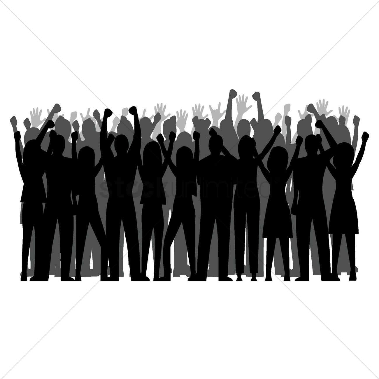 1300x1299 Silhouette Of Cheering Crowd Vector Image