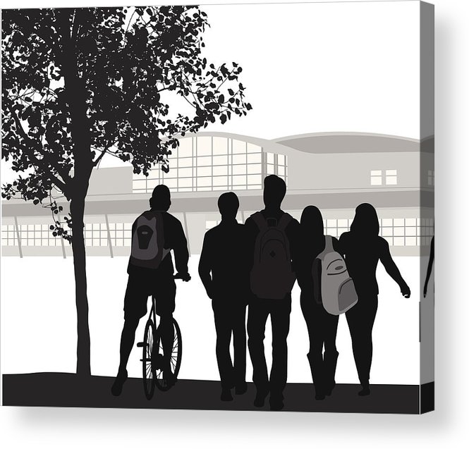 665x637 Student Crowd Vector Silhouette Acrylic Print
