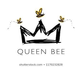 342x280 Queen Bee Text And Crown Drawing Vector Illustration Design