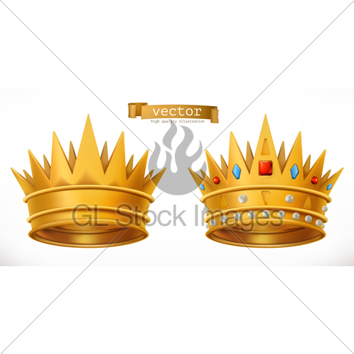 500x500 Gold Crown, King Realistic Vector Icon Gl Stock Images