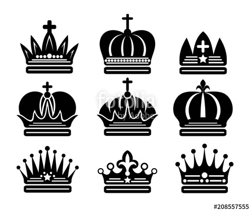 500x420 Crown King And Queen Silhouettes, Art Vector Design Stock Image