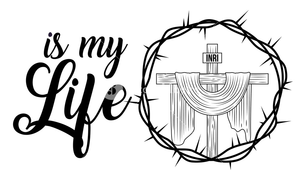 Sacred Cross Is My Life Religion Crown Thorns Vector Illustration 1000x600 Sacred Cross Is My Life Religion Crown Thorns Vector Illustration