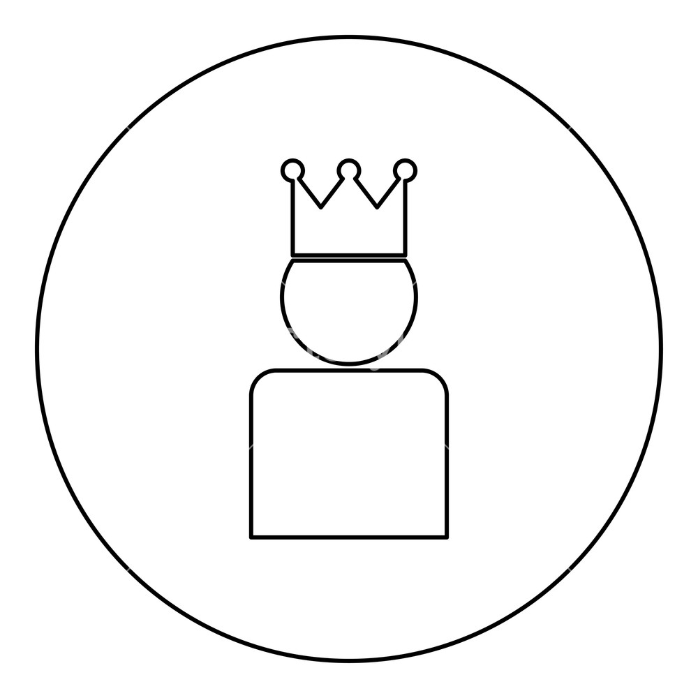 1000x1000 King In Crown Icon Black Color In Round Circle Outline Vector