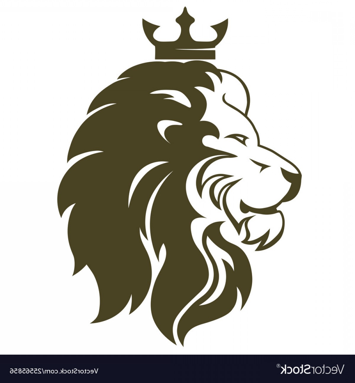 1200x1296 Lion Head With Crown Royal Cat Profile Golden Vector Soidergi