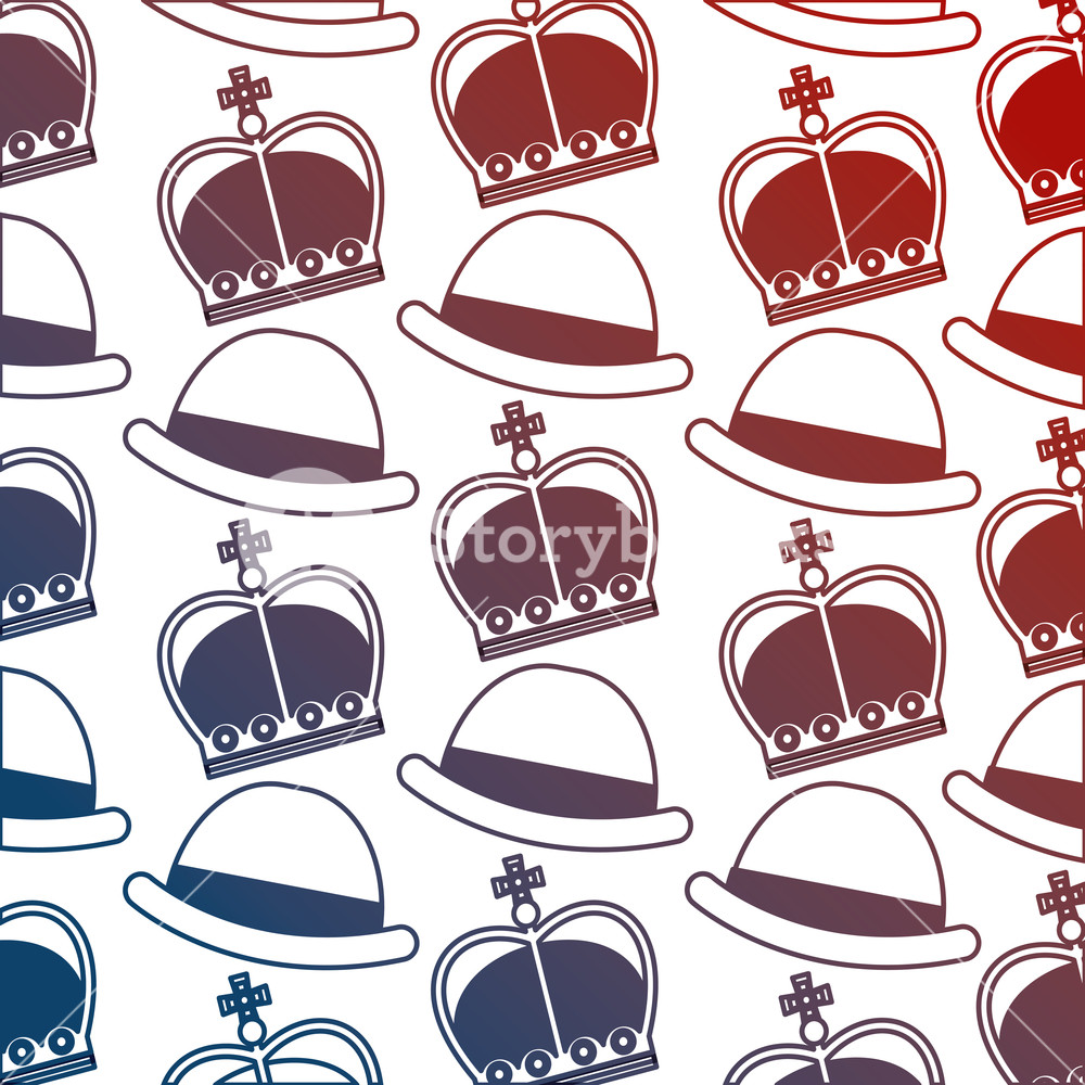1000x1000 English Bowler Hat And Crown Royal Background Vector Illustration