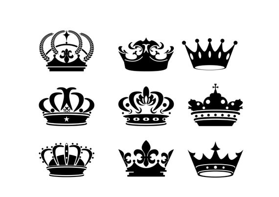 570x403 Crown Silhouette Digital Clipart Vector Png Black Etsy