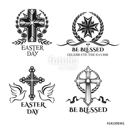 Easter Vector Crucifix Cross Symbols For Greeting Stock Image 500x500 Easter Vector Crucifix Cross Symbols For Greeting Stock Image