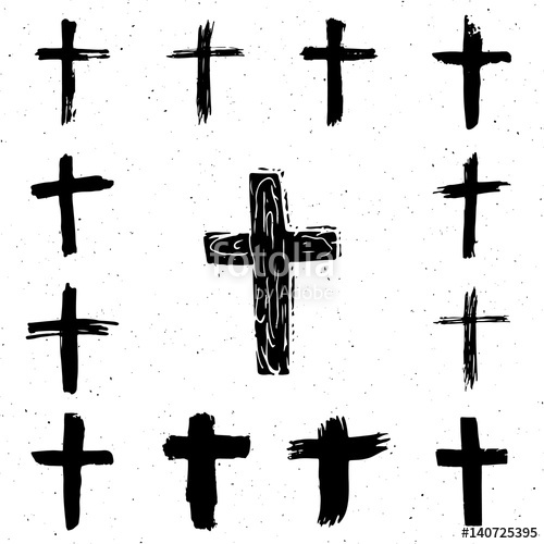 Grunge Hand Drawn Cross Symbols Set Christian Crosses, Religious 500x500 Grunge Hand Drawn Cross Symbols Set Christian Crosses, Religious