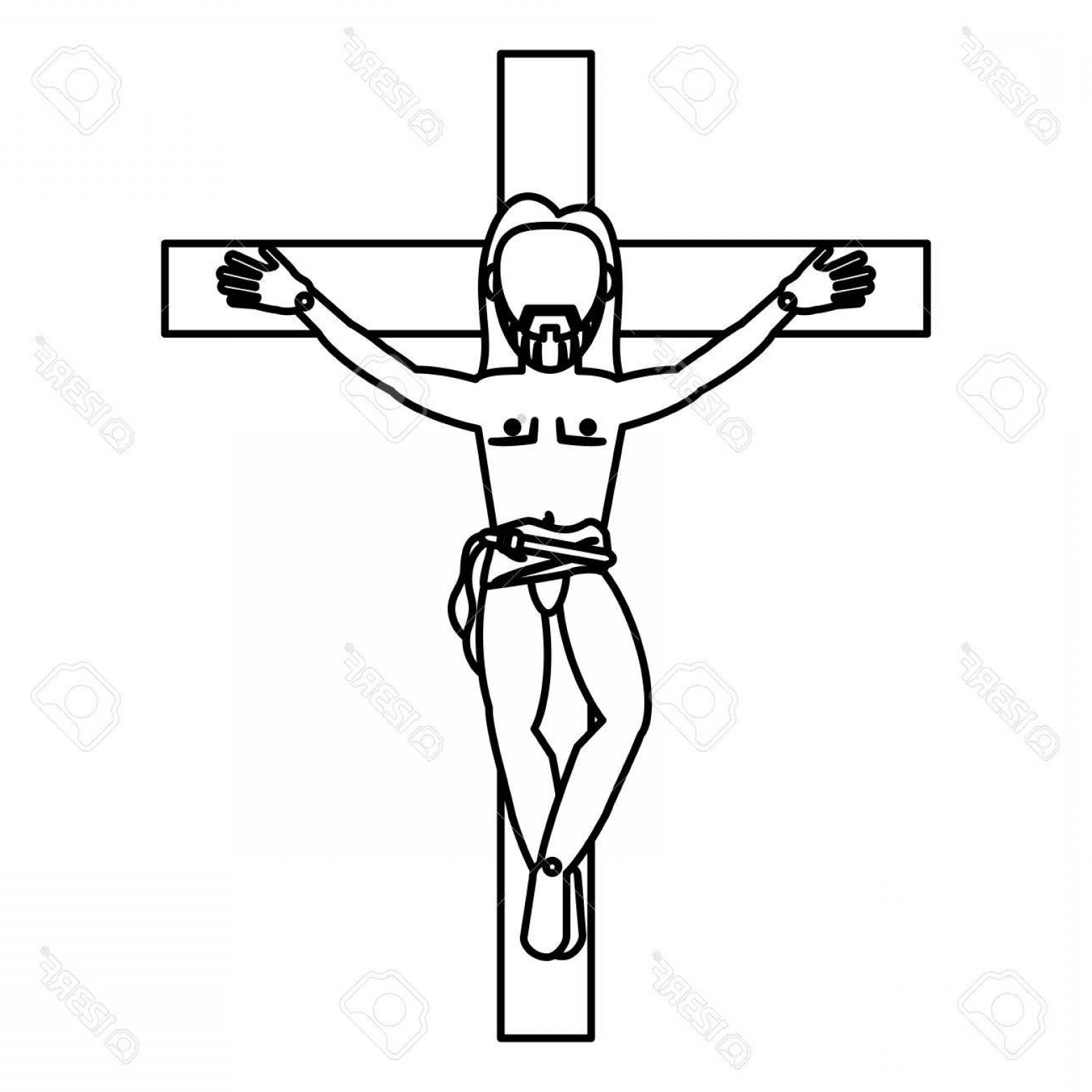 1560x1560 Photostock Vector Jesus Christ Crucifixion Cross Sacred Outline