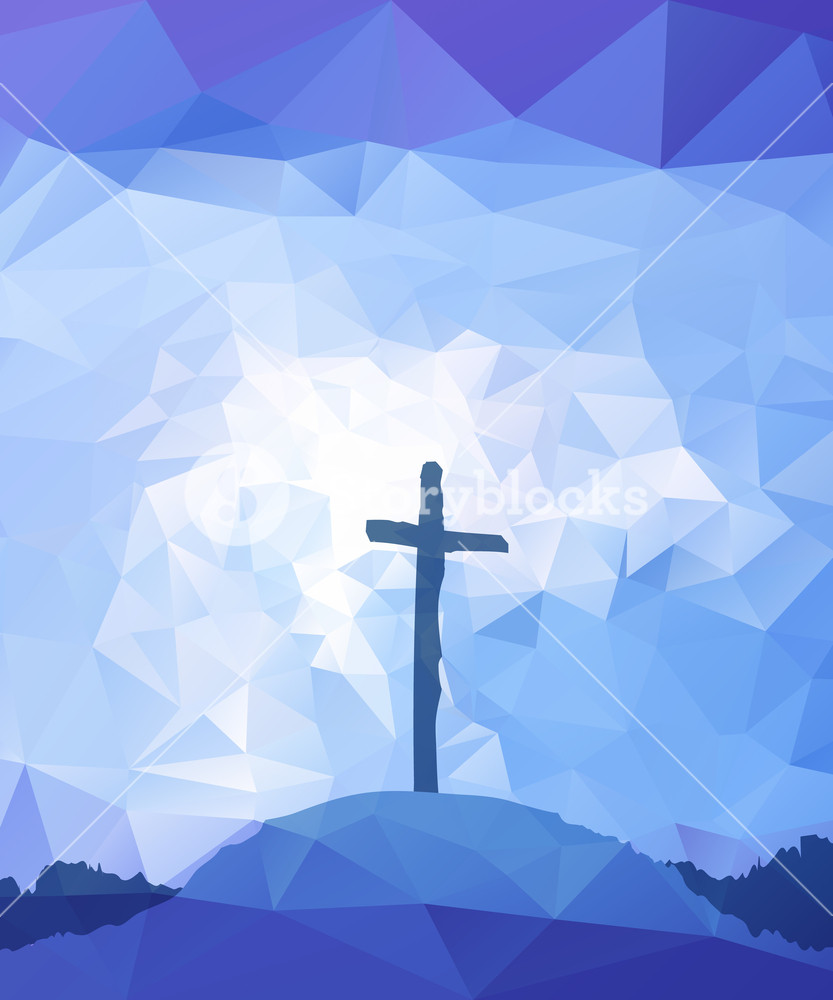 833x1000 Polygonal Vector Design Hand Drawn Easter Scene With Cross Jesus