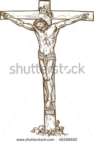 308x470 Vector Hand Drawn Sketch Illustration Of Jesus Christ Hanging