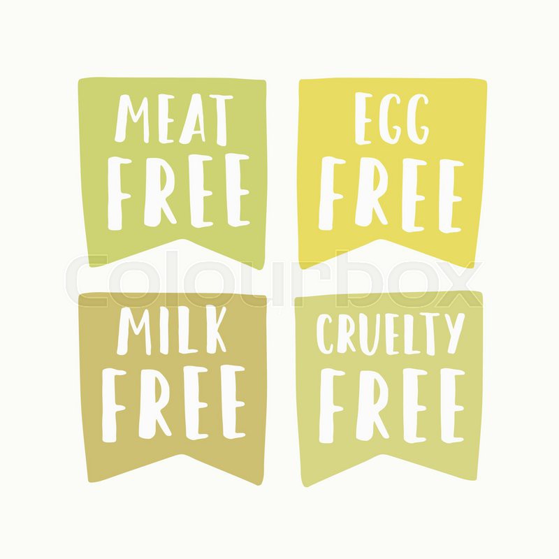 800x800 Meat, Egg, Milk, Cruelty Free Labels Stock Vector Colourbox