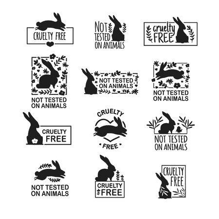 450x450 Set Animal Logo Cruelty Free Sign With Silhouette Rabbit