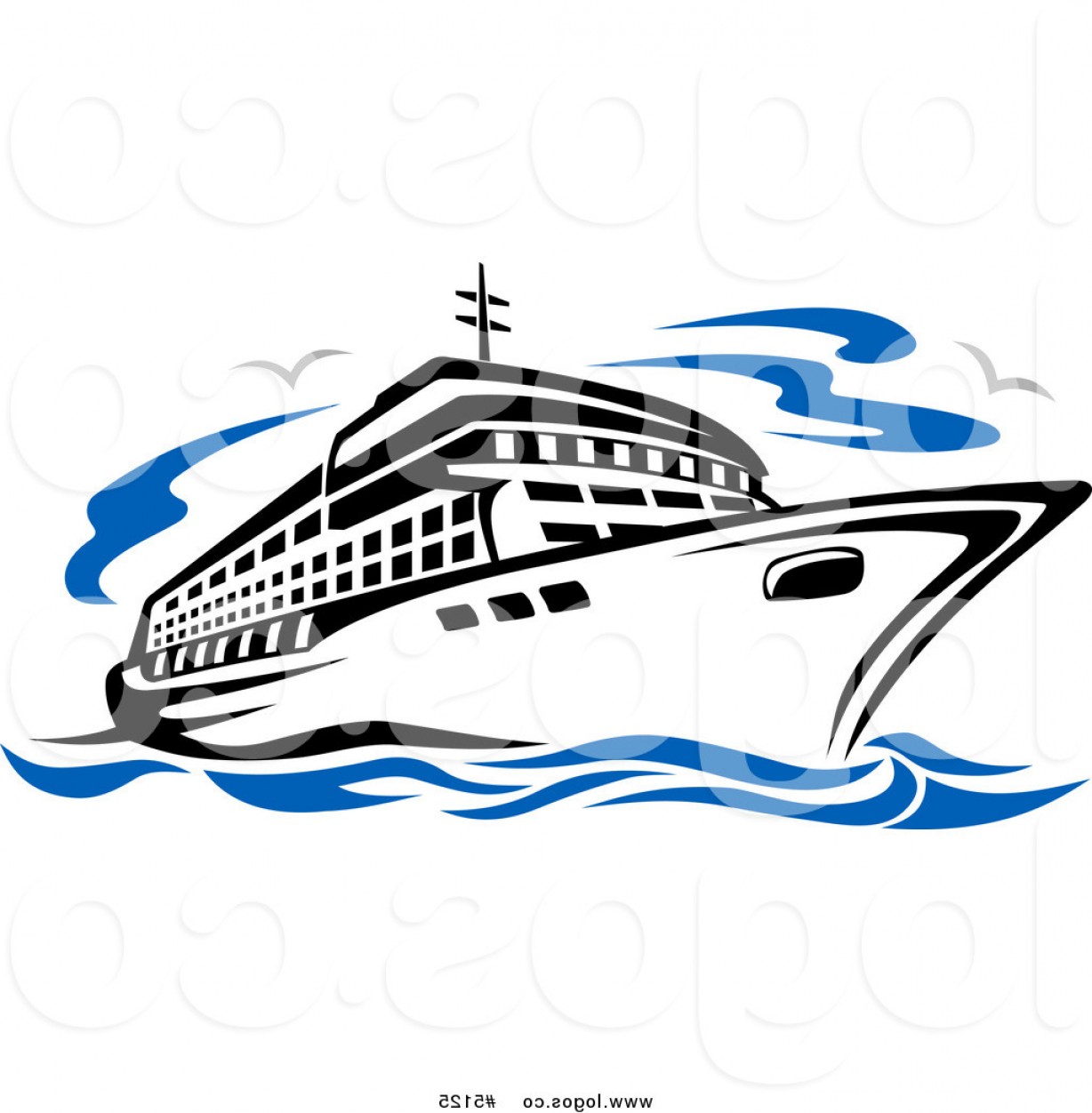 1228x1252 Royalty Free Vector Of A Seagulls And Cruise Ship Travel Logo